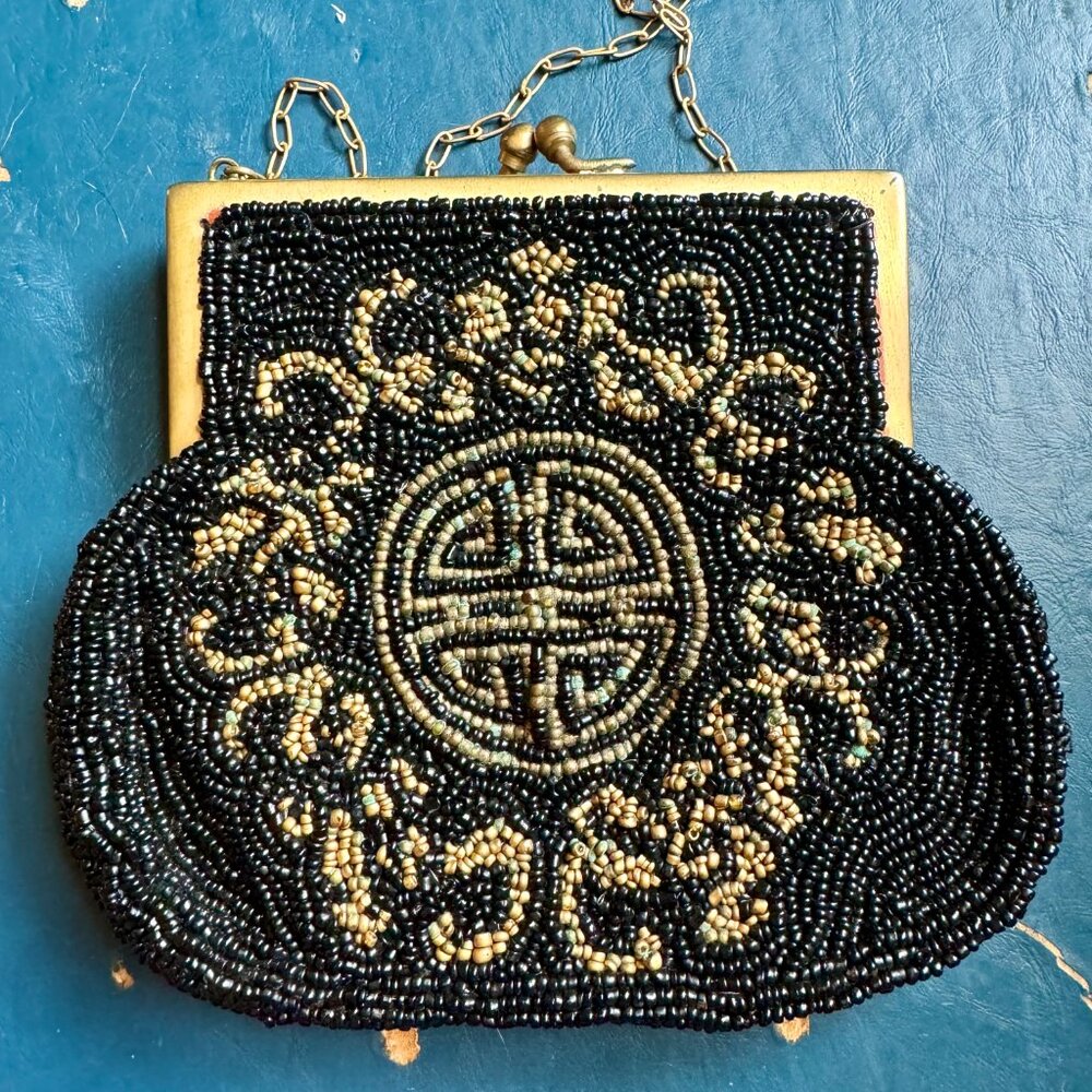 Vintage small beaded wallet coin purse roaring 20s style - Picture 3 of 12
